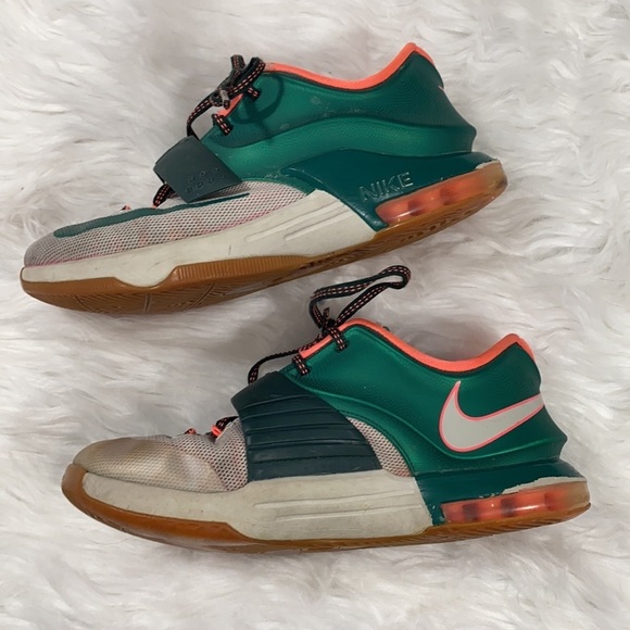 Nike KD VII “Easy Money” Kevin Durant Sneaker Green Coral Kids 4.5Y Women’s - Picture 3 of 8